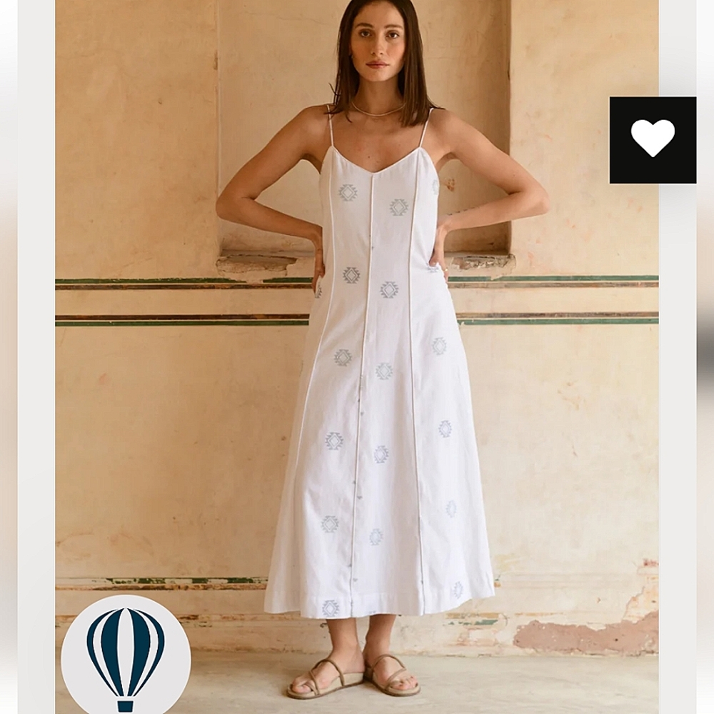 NWT MIRTH Borneo White Sedona Embroidered Slip Dress XS